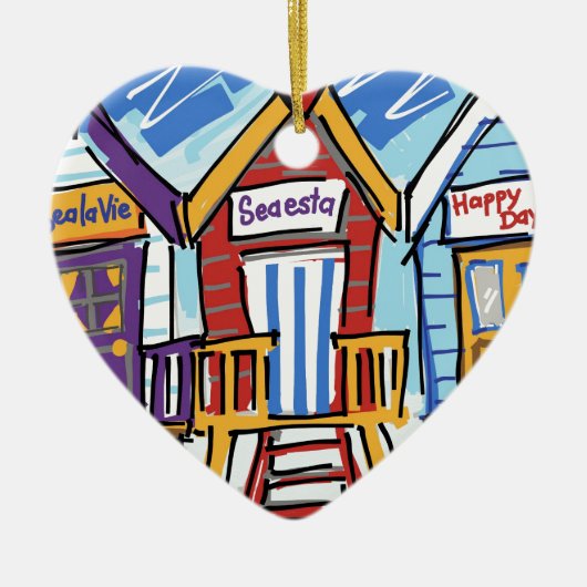 Beach Huts Keramisch Ornament (Voorkant)