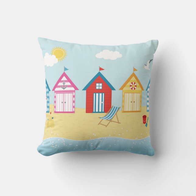 Beach Huts Kussen (Voorkant)