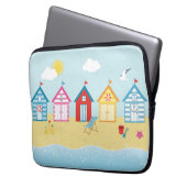Beach Huts Laptop Sleeve (Voorkant Links)