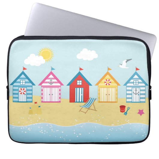 Beach Huts Laptop Sleeve (Voorkant)