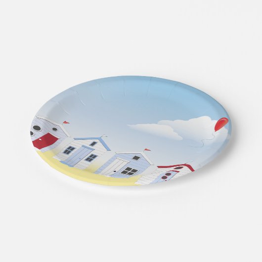 Beach Huts Paper-Borden Papieren Bordje (Gekanteld)
