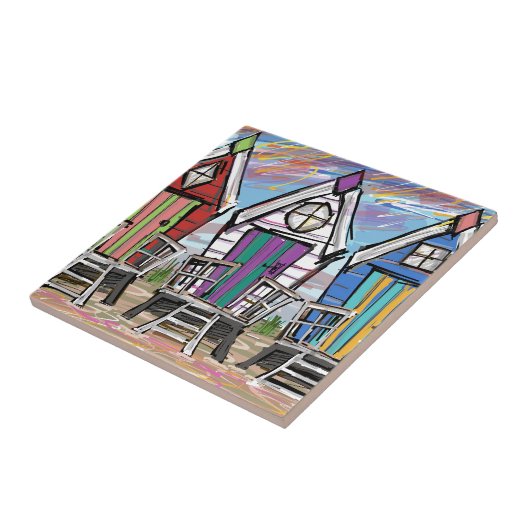 Beach Huts RWB Tegeltje (Zijkant)