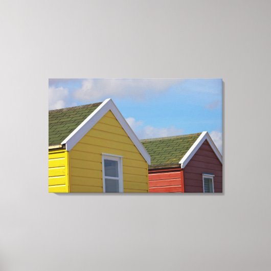 Beach Huts | Southwold, Engeland Canvas Afdruk (Voorkant)