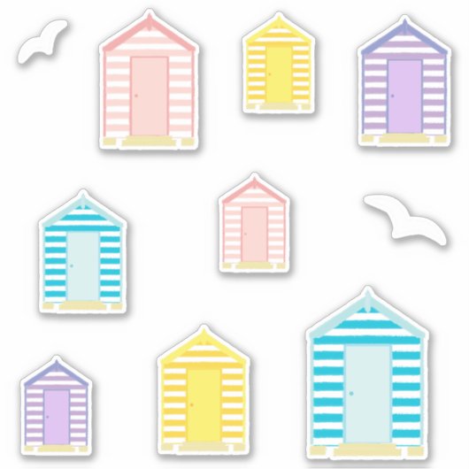 Beach Huts Summer Holiday Sticker (Voorkant)