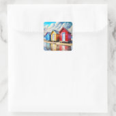 Beach Huts Vierkante Sticker (Tas)