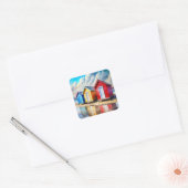 Beach Huts Vierkante Sticker (Envelop)