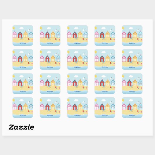 Beach Huts Vierkante Sticker (Vel)