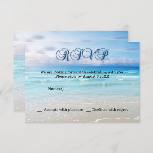 Beach Huwelijks RSVP Uitnodiging (Voorkant / Achterkant)