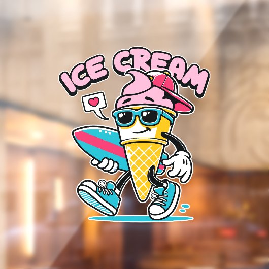 Beach Ice Cream Shop Raamsticker (Vel 2)