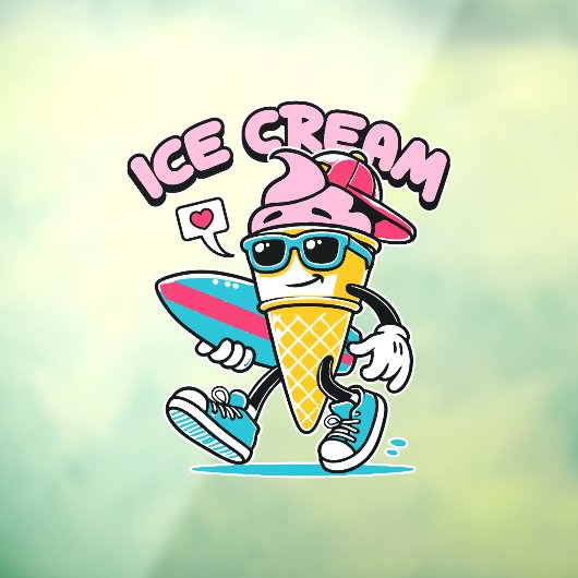 Beach Ice Cream Shop Raamsticker (Vel 3)