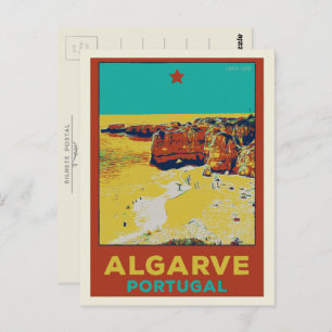 Beach illustration Algarve Portugal Briefkaart