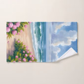 Beach in Bloom | Pink Hydrangea Oceanside Coastal Handdoek (Handdoek)