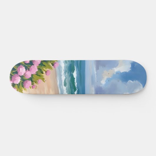 Beach in Bloom | Pink Hydrangea Oceanside Coastal Persoonlijk Skateboard (Horizontaal)