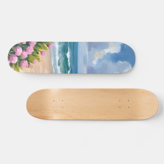 Beach in Bloom | Pink Hydrangea Oceanside Coastal Persoonlijk Skateboard (Horizontaal)