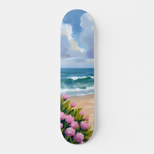 Beach in Bloom | Pink Hydrangea Oceanside Coastal Persoonlijk Skateboard (Voorkant)