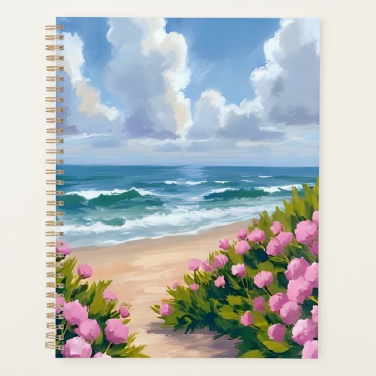 Beach in Bloom | Pink Hydrangea Oceanside Coastal Planner (Voorkant)