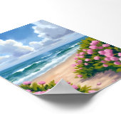 Beach in Bloom | Pink Hydrangea Oceanside Coastal Poster (Hoek)