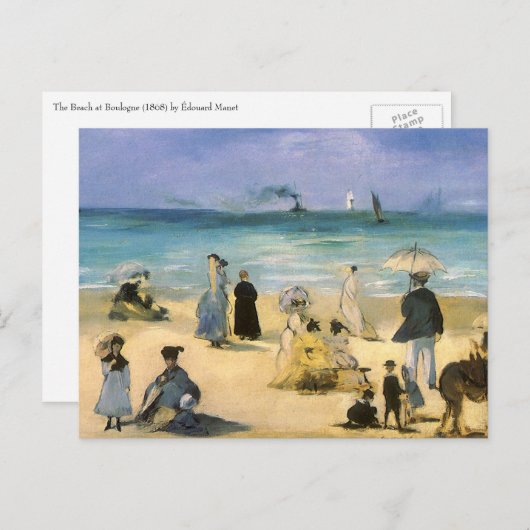 Beach in Boulogne, Edouard Manet,  kunst Briefkaart (Voorkant / Achterkant)