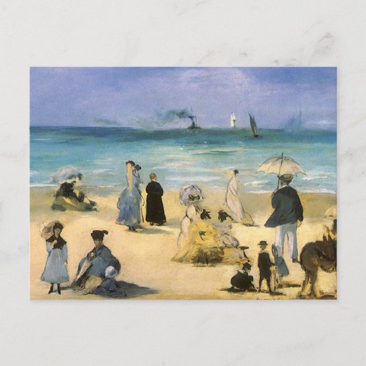 Beach in Boulogne, Edouard Manet,  kunst Briefkaart (Voorkant)
