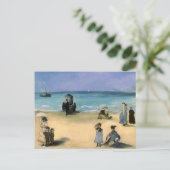Beach in Boulogne, Edouard Manet,  kunst Briefkaart (Staand voorkant)
