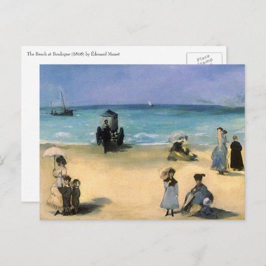 Beach in Boulogne, Edouard Manet,  kunst Briefkaart (Voorkant / Achterkant)