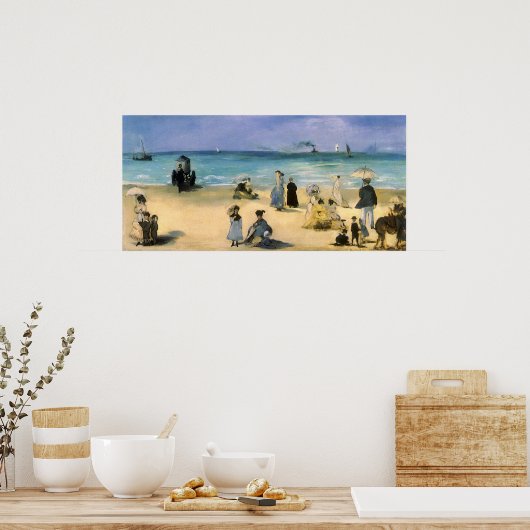 Beach in Boulogne, Edouard Manet,  kunst Poster (Keuken)