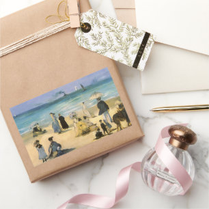 Beach in Boulogne, Edouard Manet, kunst Rechthoekige Sticker