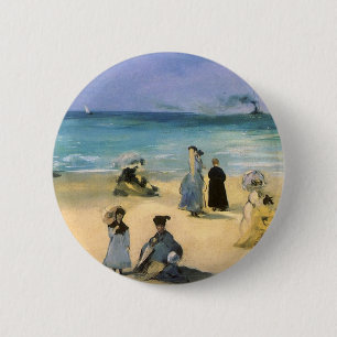 Beach in Boulogne, Edouard Manet, kunst Ronde Button 5,7 Cm
