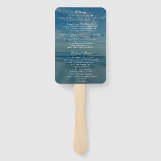 Beach in Loving Memory Funeral Program Handwaaier (Achterkant)