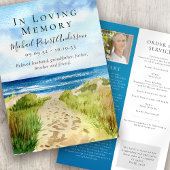Beach in Loving Memory Funeral Program Programmakaart