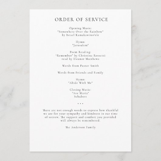 Beach in Loving Memory Funeral Programmakaart (Achterkant)