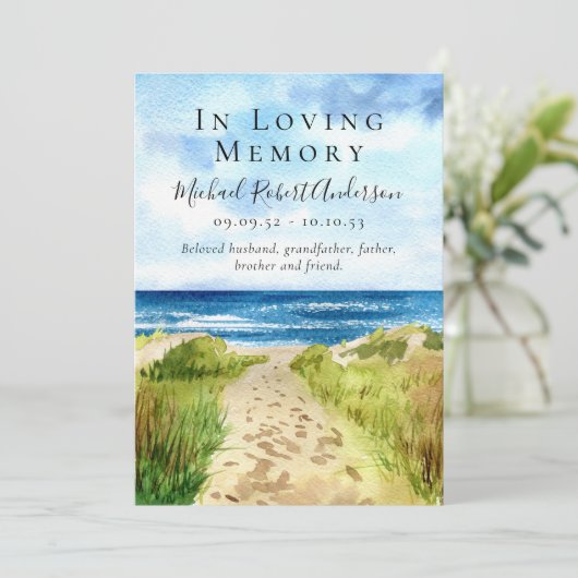 Beach in Loving Memory Funeral Programmakaart (Staand voorkant)