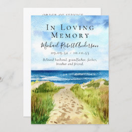 Beach in Loving Memory Funeral Programmakaart
