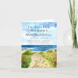 Beach in Loving Memory Funeral Sympathie Bedankkaart
