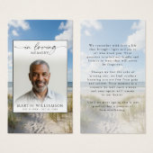 Beach In Loving Memory Photo Sympathy Prayer Card Visitekaartje (Voorkant /achterkant)