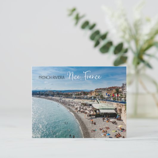 Beach in Nice, Frankrijk Briefkaart (Staand voorkant)