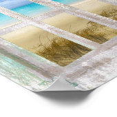 Beach in Open Window Kustafdruk Poster (Hoek)
