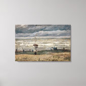 Beach in Scheveningen in Stormy Weather Canvas Afdruk (Voorkant)