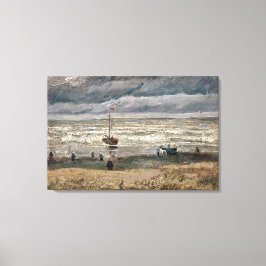 Beach in Scheveningen in Stormy Weather Canvas Afdruk