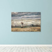 Beach in Scheveningen in Stormy Weather Canvas Afdruk (Insitu (Houten vloer))