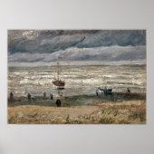 Beach in Scheveningen in Stormy Weather door Vince Poster (Voorkant)