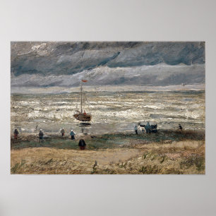 Beach in Scheveningen in Stormy Weather door Vince Poster