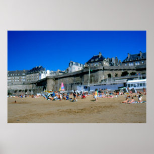 Beach in St Malo, Frankrijk Poster