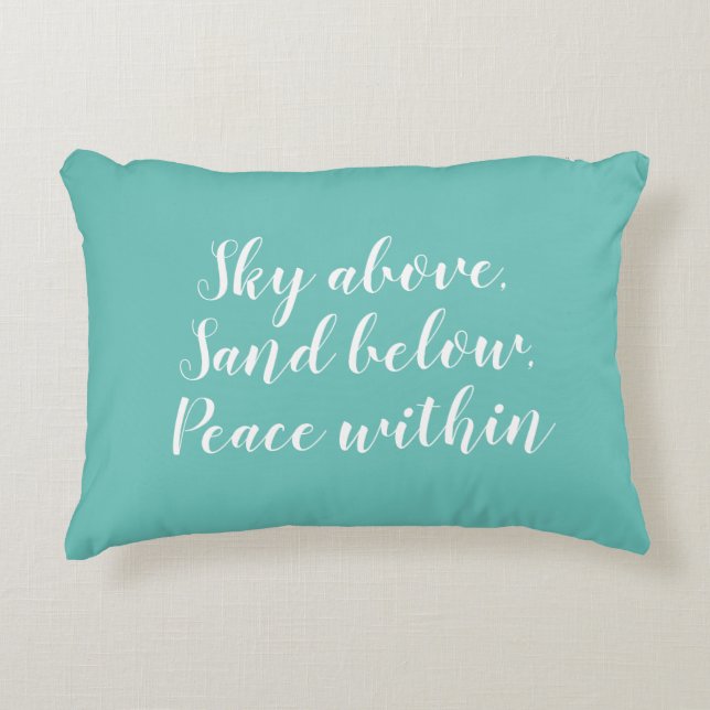 Beach Inspirerend Turquoise Script Accent Pillow Kussen (Voorkant)