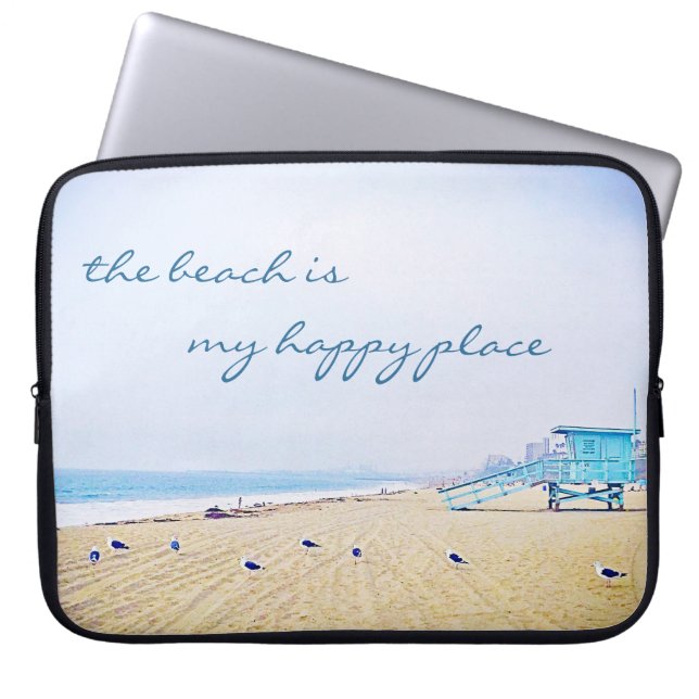 Beach is mijn gelukkige plaats script California C Laptop Sleeve (Voorkant)