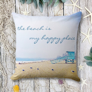 Beach is mijn Happy Place Ocean Sand Birds Foto Kussen