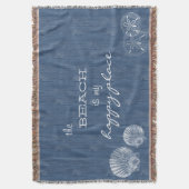 Beach is mijn Happy Place Shell Blue Wood Blanket Deken (Voorkant Verticaal)
