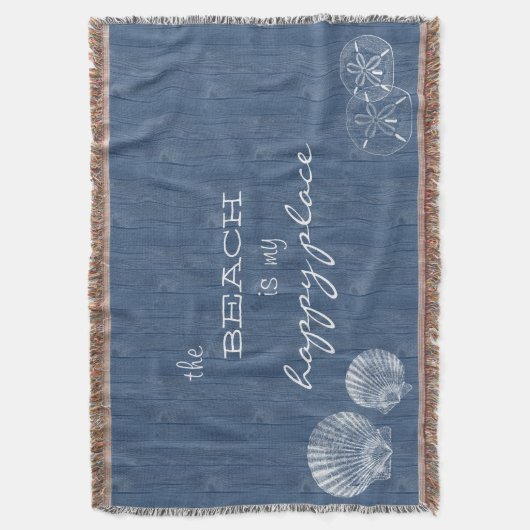 Beach is mijn Happy Place Shell Blue Wood Blanket Deken (Voorkant Verticaal)