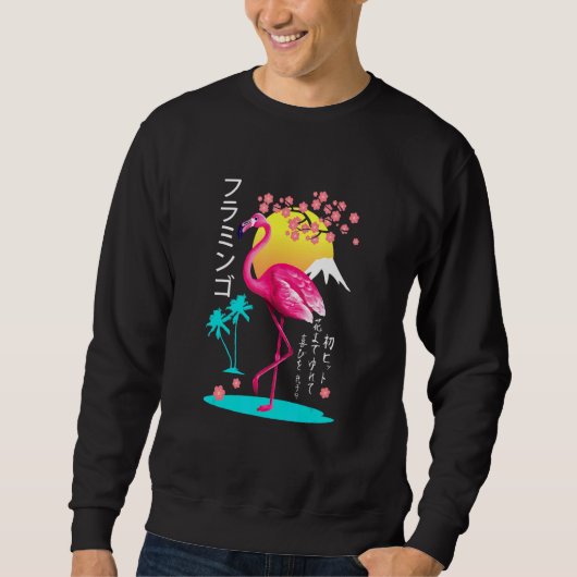 Beach Island Flamingo Embroided Flamingo Trui (Voorkant)
