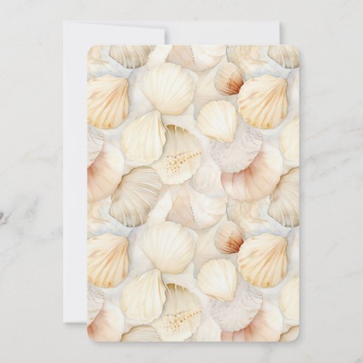 Beach Ivory Cream Sea Shells Wedding Kaart (Achterkant)